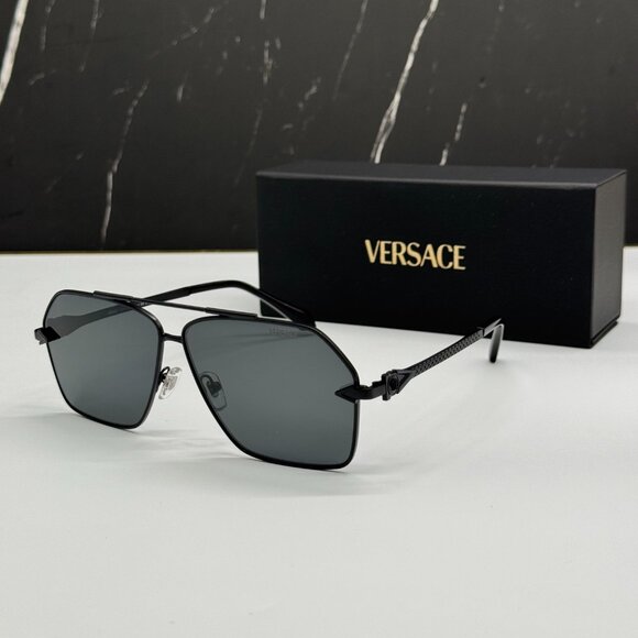 NEW VERSACE VE2284 1436/87 SUNGLASSES UNISEX BLACK VE2284 1436/87 EYEWEAR - Picture 2 of 10